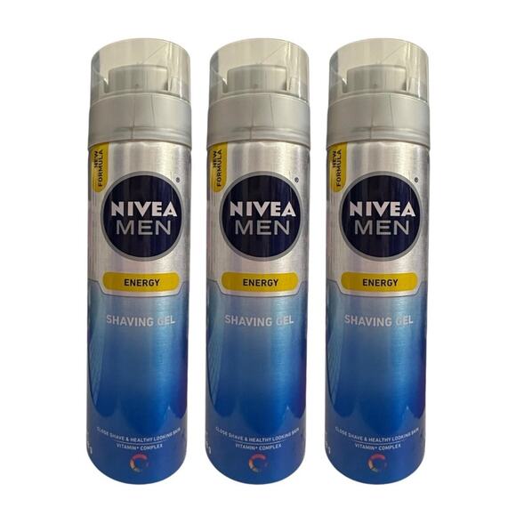 Lot Of 3 Nivea Men Energy Vitamin Complex Healthy Looking Skin Shaving Gel 7oz - Picture 1 of 11